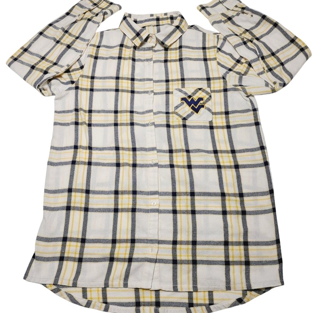 West Virginia Mountaineers Women's XL NCAA Plaid Flannel Collar Shirt